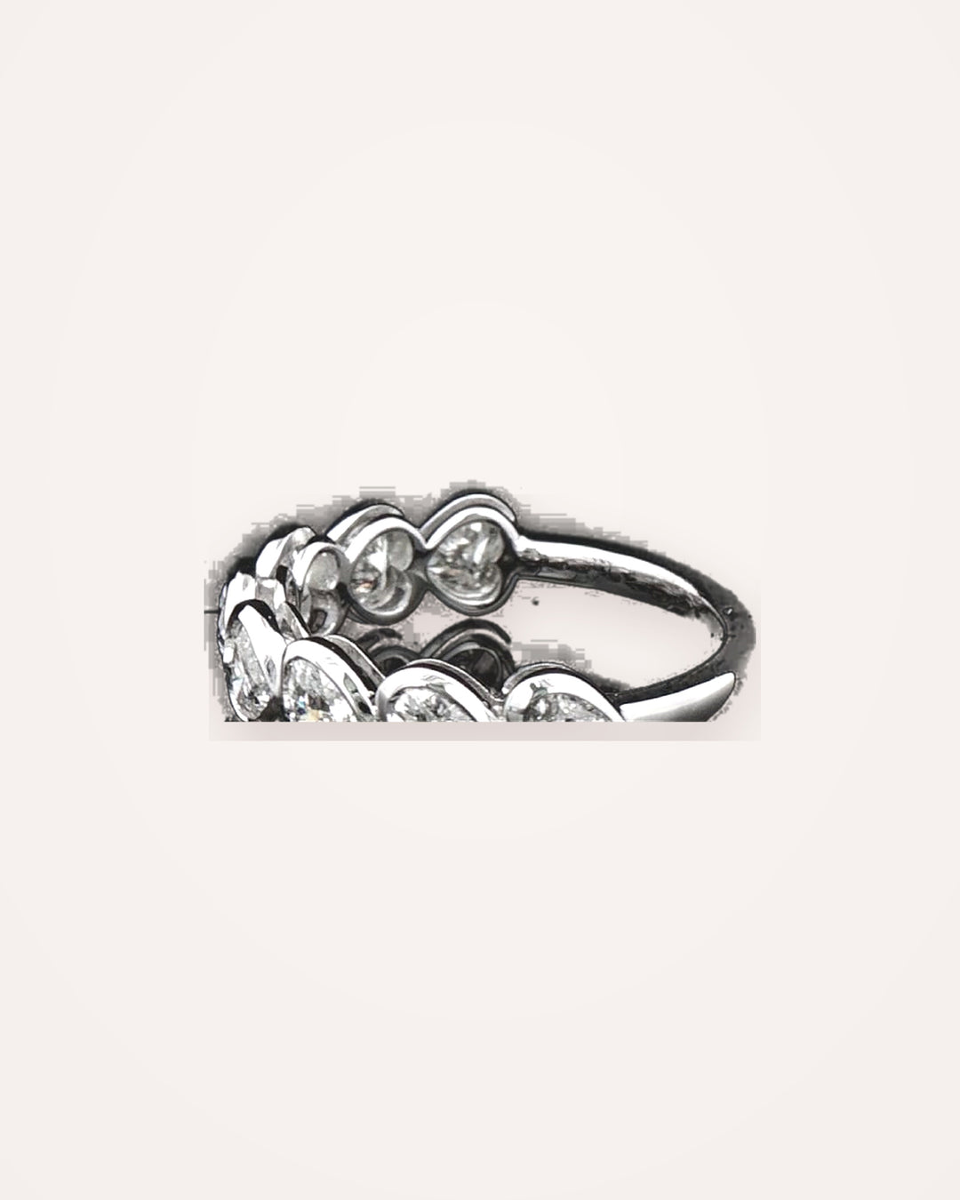 Side view white-gold heart diamond half-eternity ring #metal_9ct-white-gold