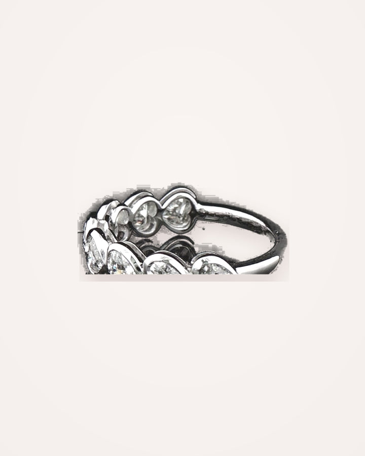 Side view white-gold heart diamond half-eternity ring #metal_9ct-white-gold