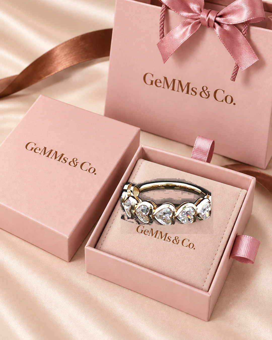Correct 9ct yellow-gold heart-cut diamond ring in GeMMs pink packaging #metal_9ct-yellow-gold