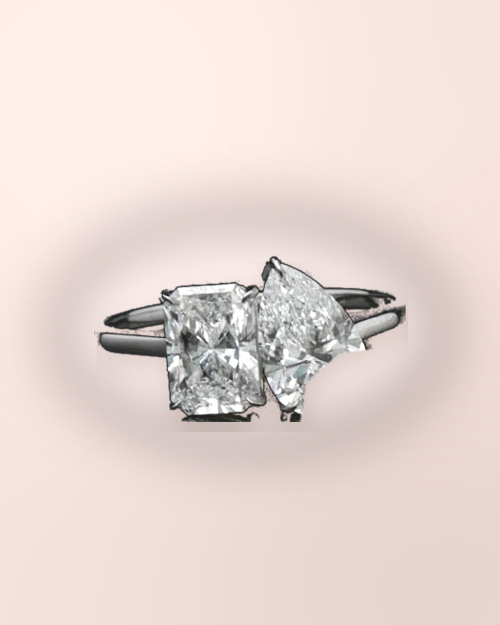 Toi et Moi diamond ring styled on blush #metal_18ct-white-gold