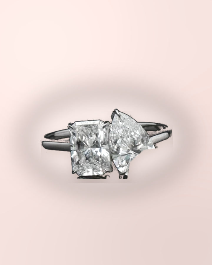 Toi et Moi diamond ring styled on blush #metal_18ct-white-gold