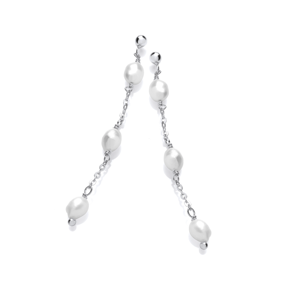 Exact supplier photograph of silver water pearl drop earrings on white background