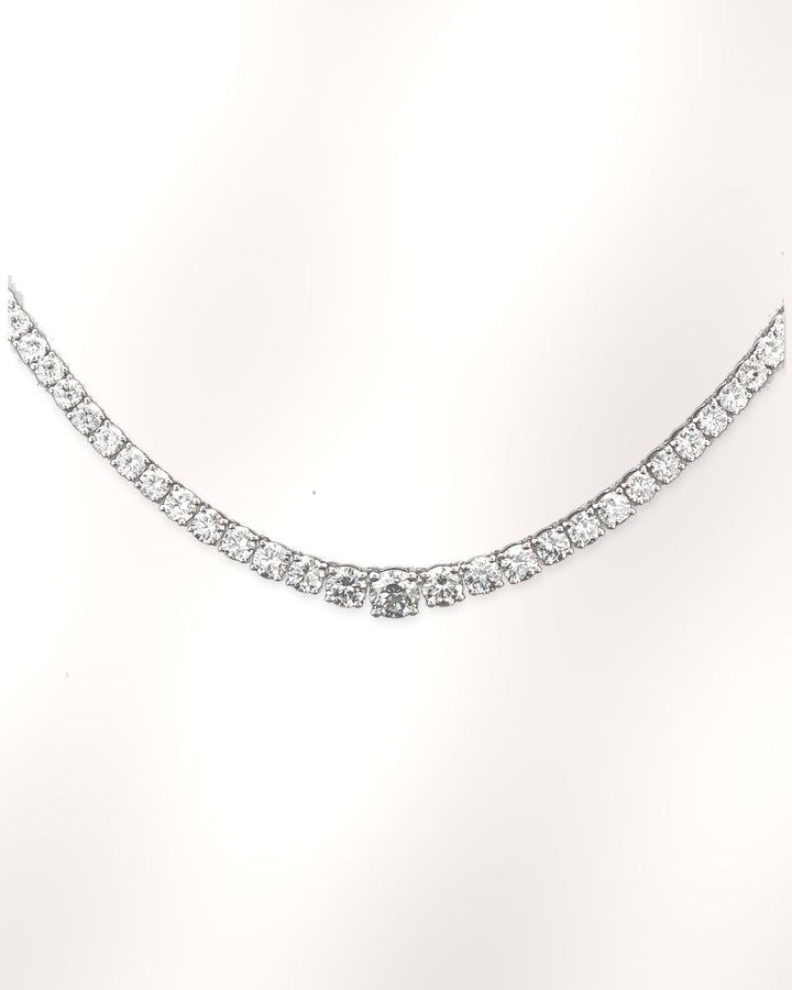 Graduated Lab-Grown Diamond Tennis Necklace in 18ct White Gold styled image #metal_18ct-white-gold