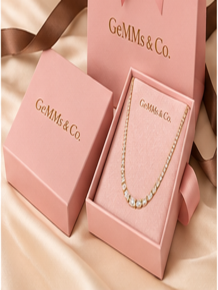GeMMs & Co. luxury packaging with 9ct Yellow Gold graduated tennis necklace #metal_9ct-yellow-gold