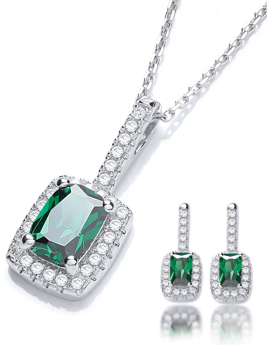 j jaz green emerald  pendant necklace with crystal 