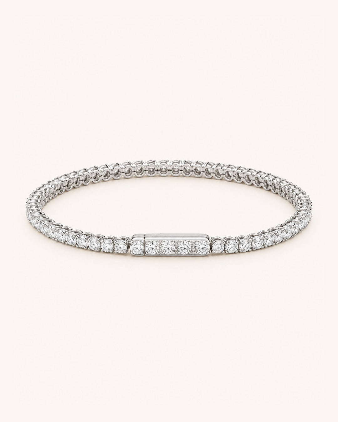 Lab-Grown Diamond Hidden-Lock Tennis Bracelet on GeMMs & Co. cream background