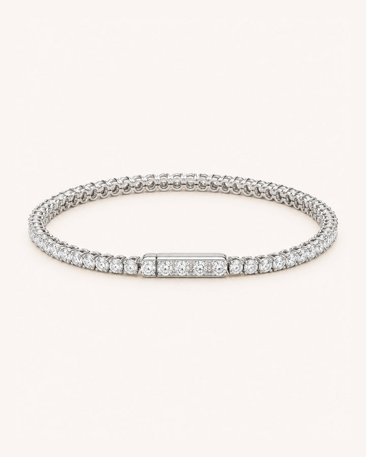 Lab-Grown Diamond Hidden-Lock Tennis Bracelet on GeMMs & Co. cream background