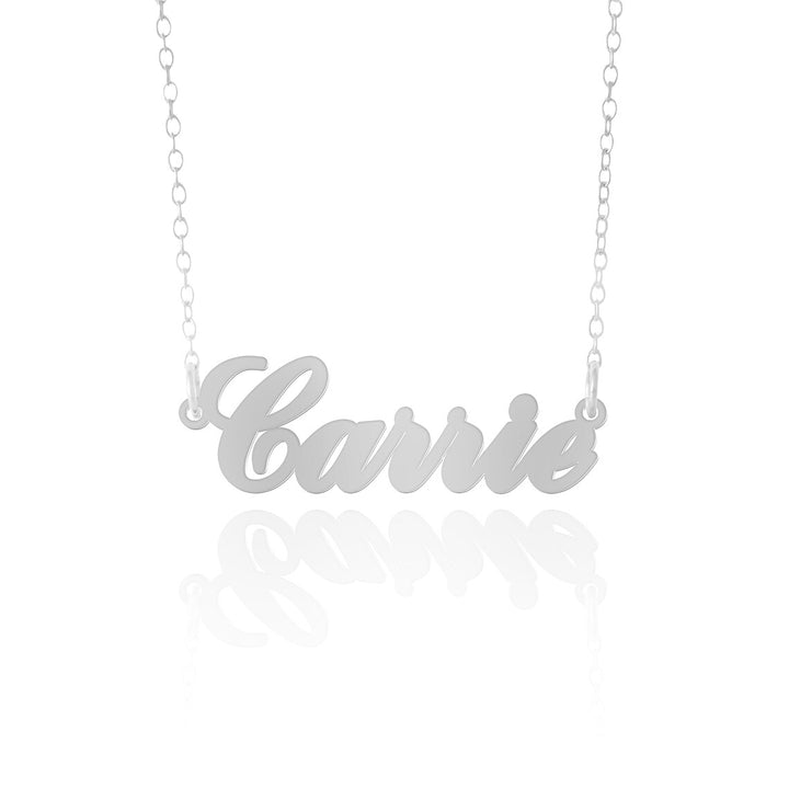 Handcrafted Personalised Nameplate Carrie Necklace in Silver
