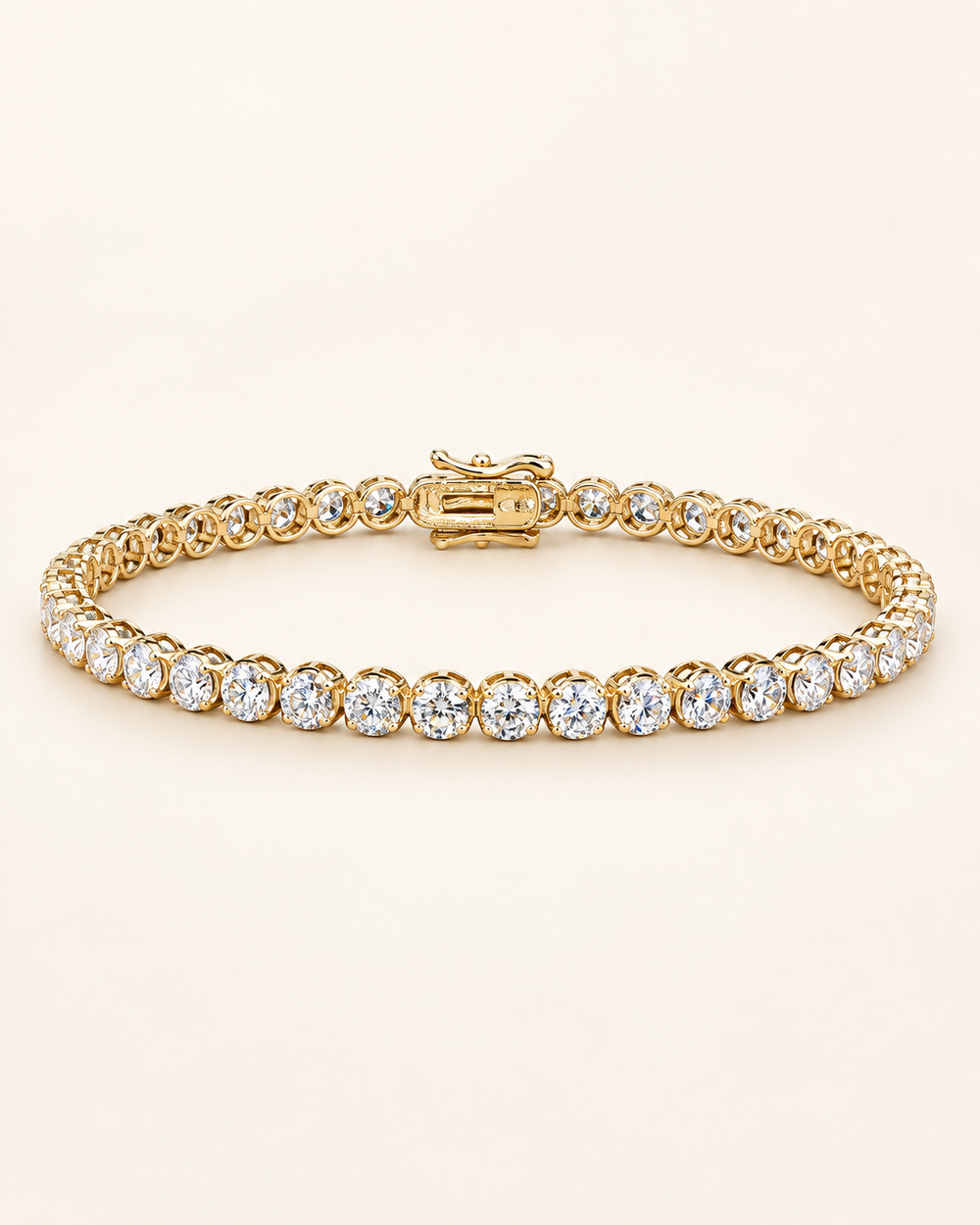 Lab-grown diamond lightweight tennis bracelet in 9ct yellow gold on cream background #metal_9ct-yellow-gold