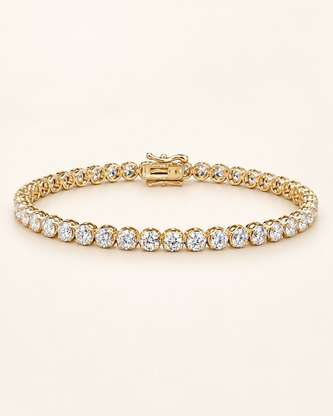 Lab-grown diamond lightweight tennis bracelet in 9ct white gold on cream background