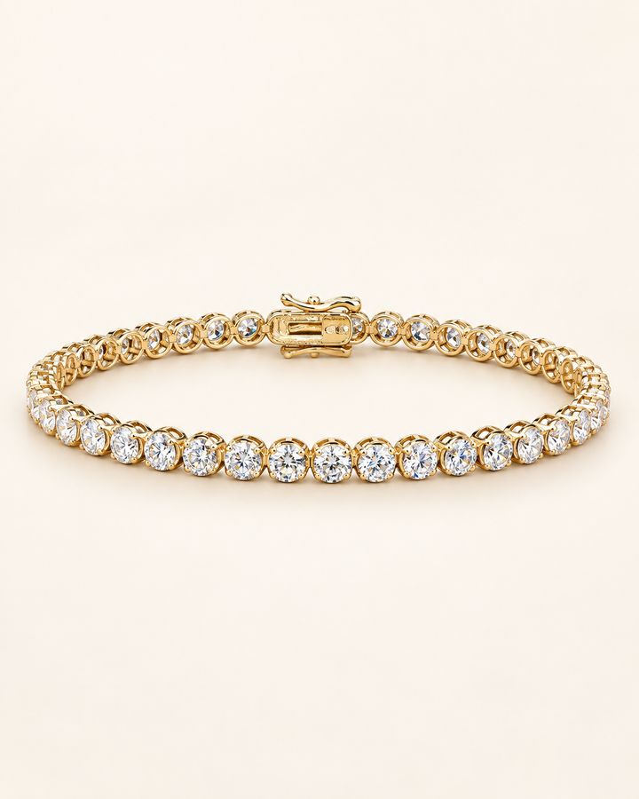 Lab-grown diamond lightweight tennis bracelet in 9ct white gold on cream background