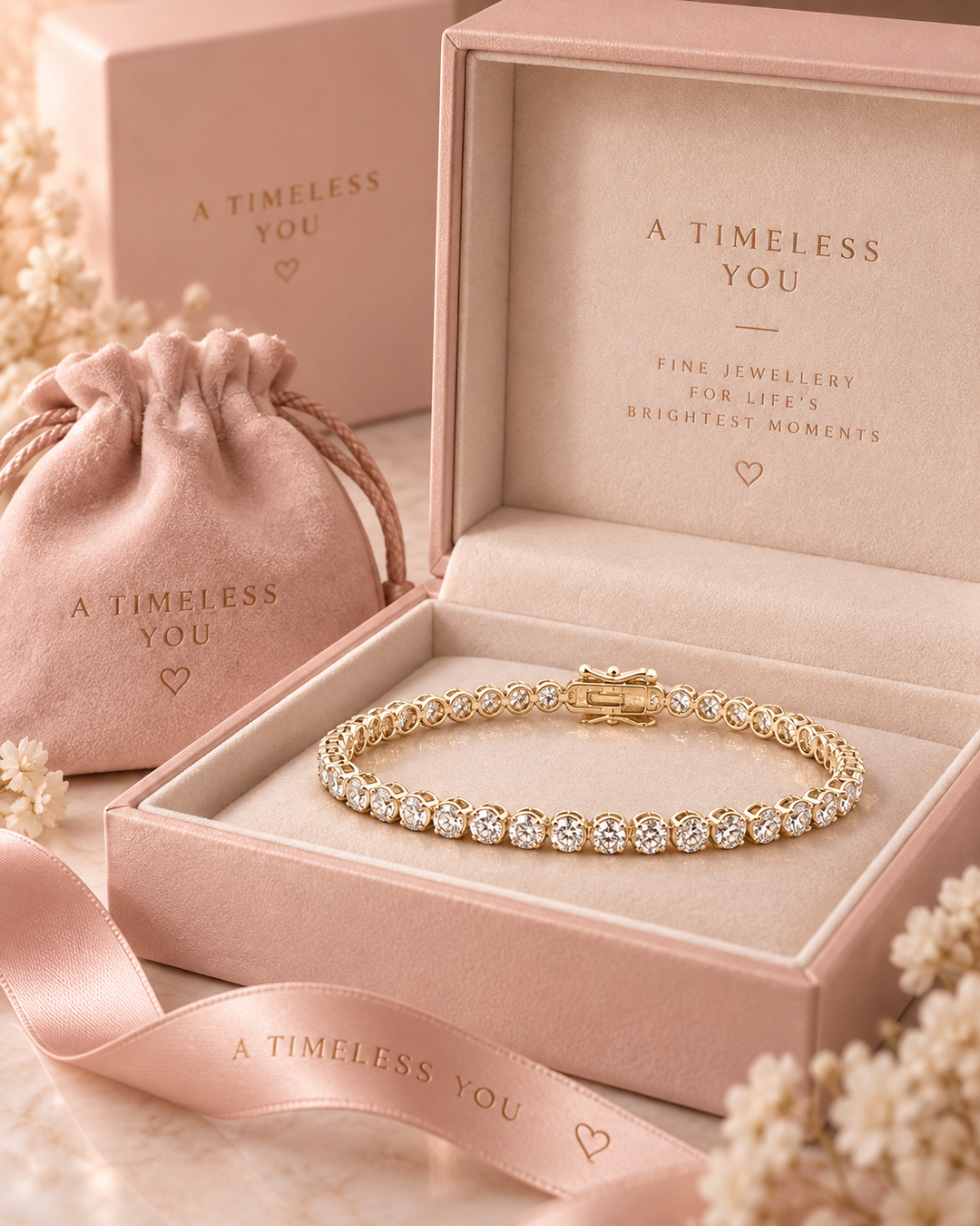 Lab-grown diamond lightweight tennis bracelet in 9ct yellow gold presented in luxury packaging