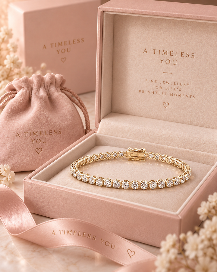 Lab-grown diamond lightweight tennis bracelet in 9ct yellow gold presented in luxury packaging