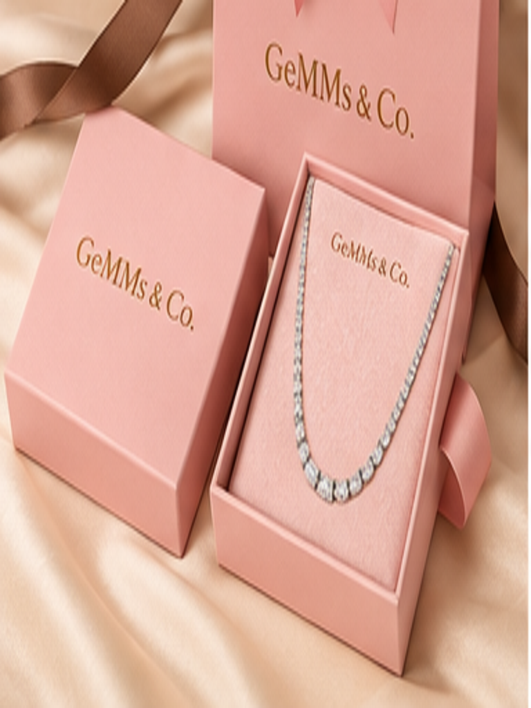 GeMMs & Co. luxury packaging with 18ct White Gold three-prong tennis necklace #metal_18ct-white-gold