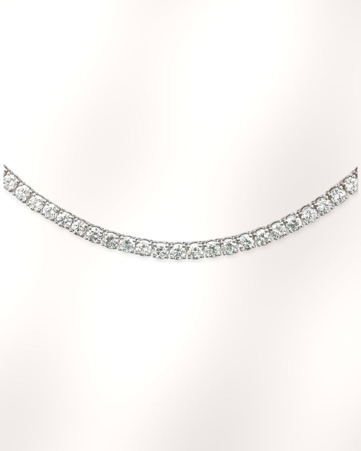 Three-Prong Lab-Grown Diamond Tennis Necklace in 18ct White Gold styled image #metal_18ct-white-gold