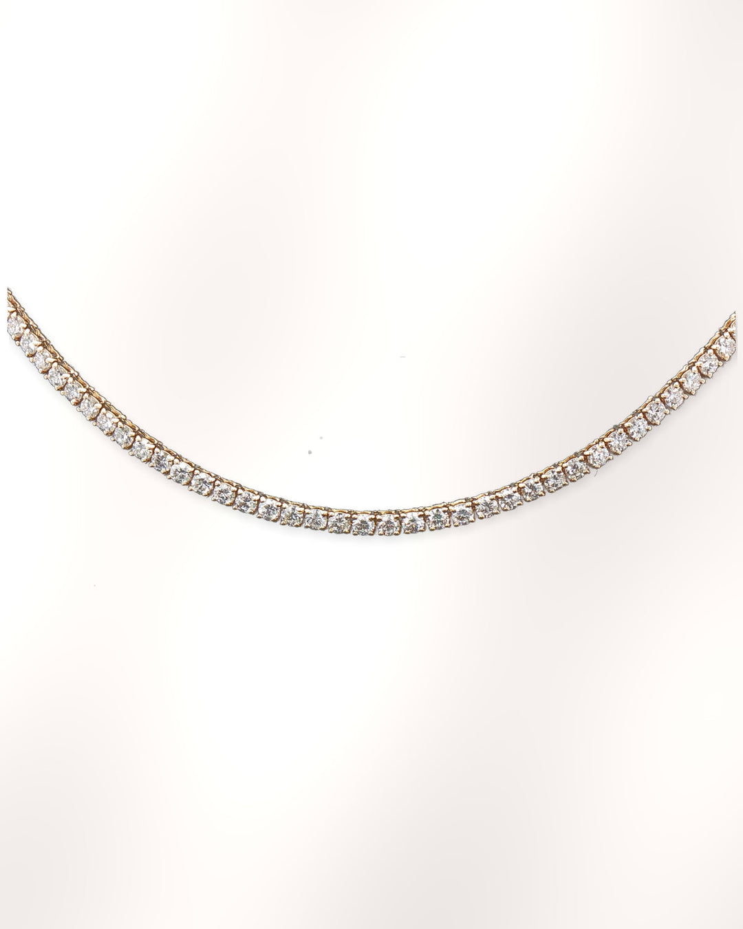 Three-Prong Lab-Grown Diamond Tennis Necklace in 9ct Yellow Gold styled image #metal_9ct-yellow-gold