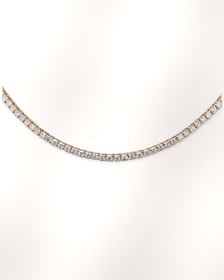 Three-Prong Lab-Grown Diamond Tennis Necklace in 9ct Yellow Gold styled image #metal_9ct-yellow-gold