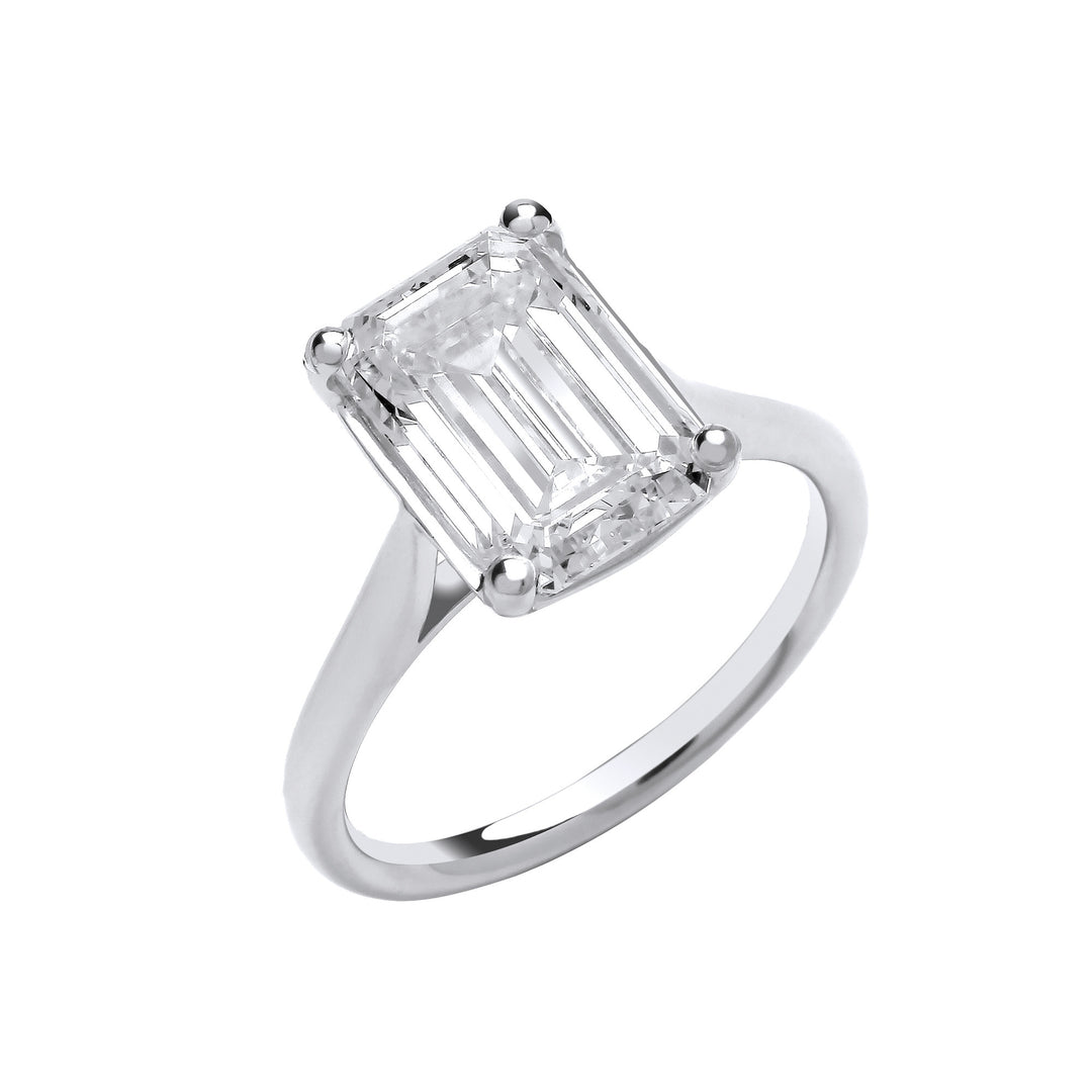 18ct White Gold 4.00ctw Emerald Cut Lab Grown Diamond Ring IGI Certified