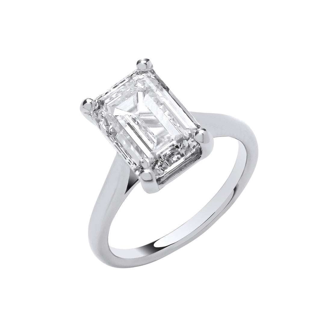 18ct White Gold 5.00ctw Emerald Cut Lab Grown Diamond Ring IGI Certified
