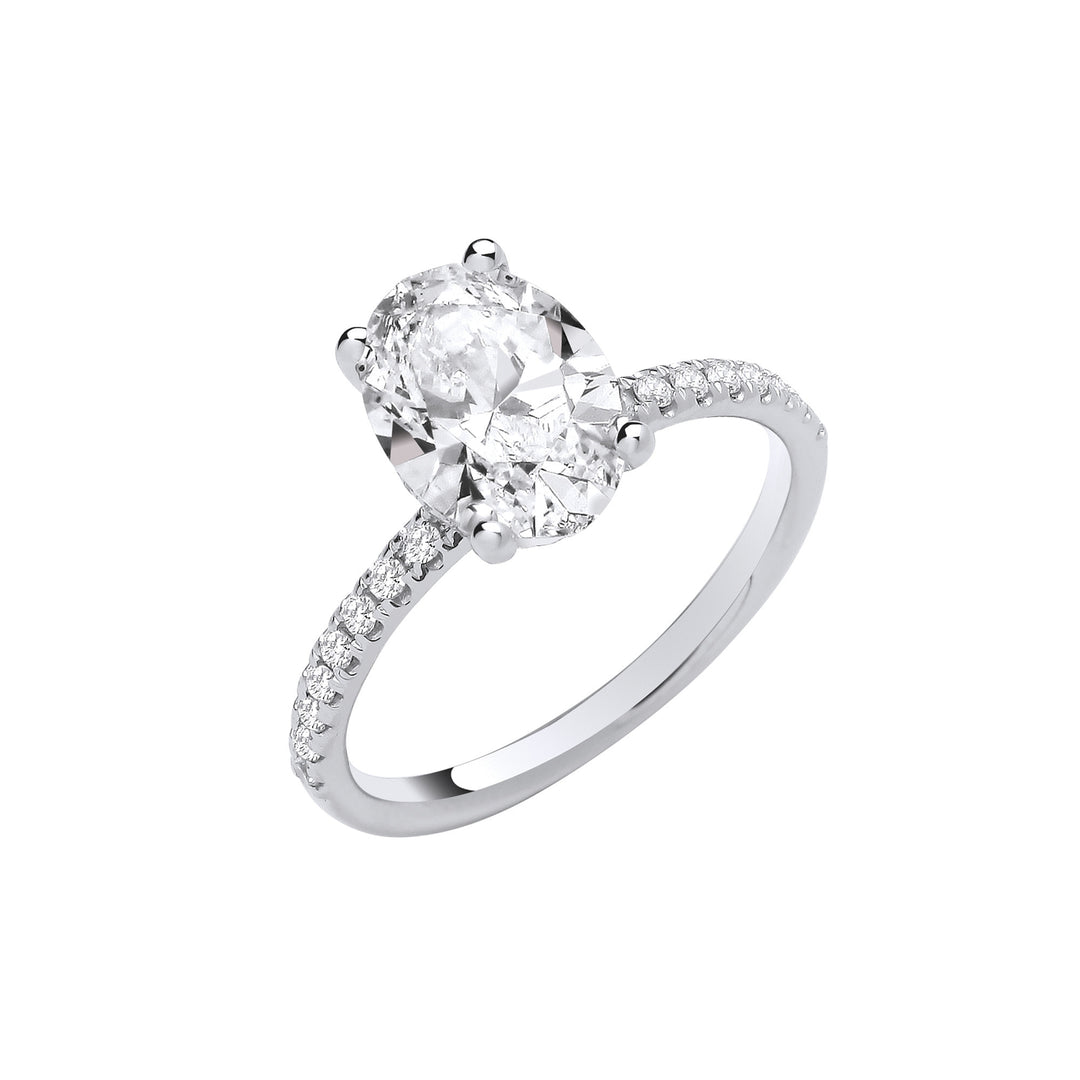 18ct White Gold 2.24ctw Oval Lab Grown Hidden Halo Diamond Ring IGI Certified