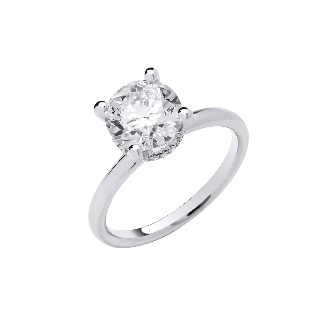 18ct White Gold 2.07ctw Solitaire Lab Grown Hidden Halo Diamond Ring IGI Certified