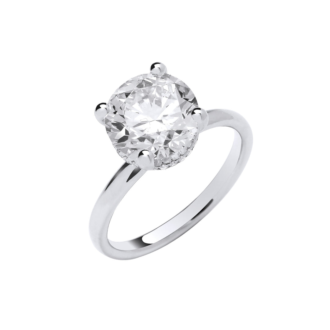 18ct White Gold 3.08ctw Solitaire Lab Grown Hidden Halo Diamond Ring IGI Certified