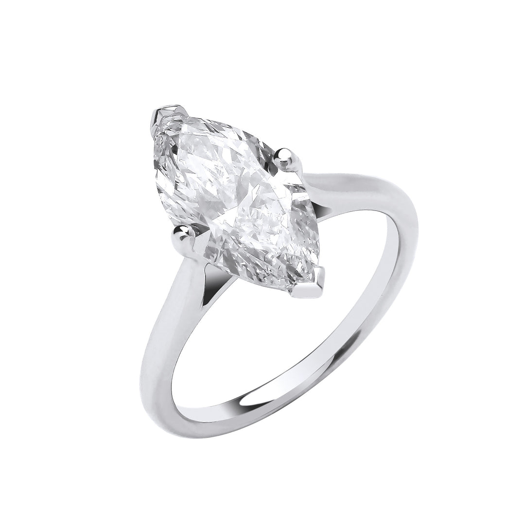 18ct White Gold 3.00ctw Marquise Cut Lab Grown Diamond Ring IGI Certified