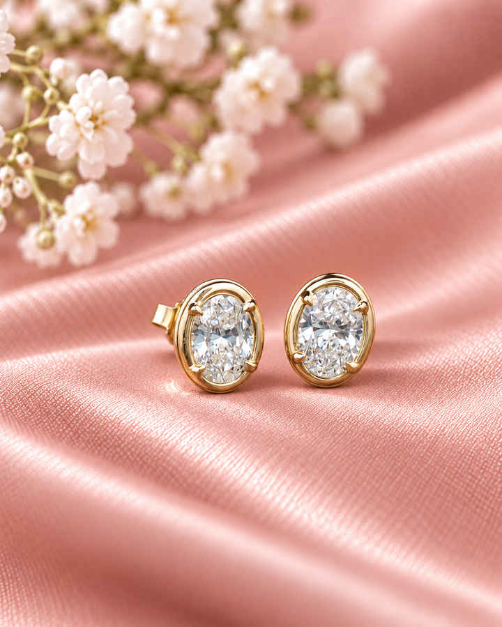 Oval-cut lab-grown diamond studs in 9ct yellow gold — styled #metal_9ct-yellow-gold