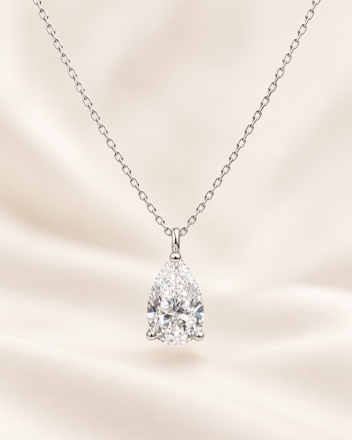 Lab-Grown Diamond Pear-Cut Solitaire Pendant Necklace in 9ct White Gold #metal_9ct-white-gold