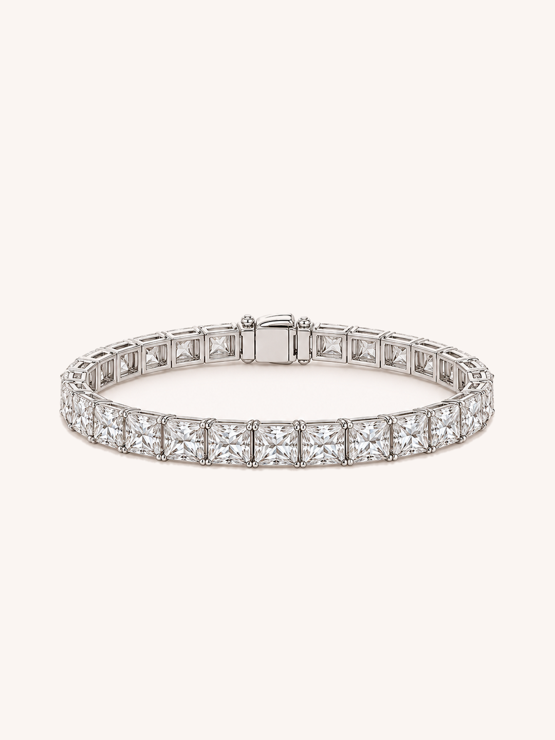 Princess Cut Lab-Grown Diamond Tennis Bracelet on GeMMs & Co. cream background