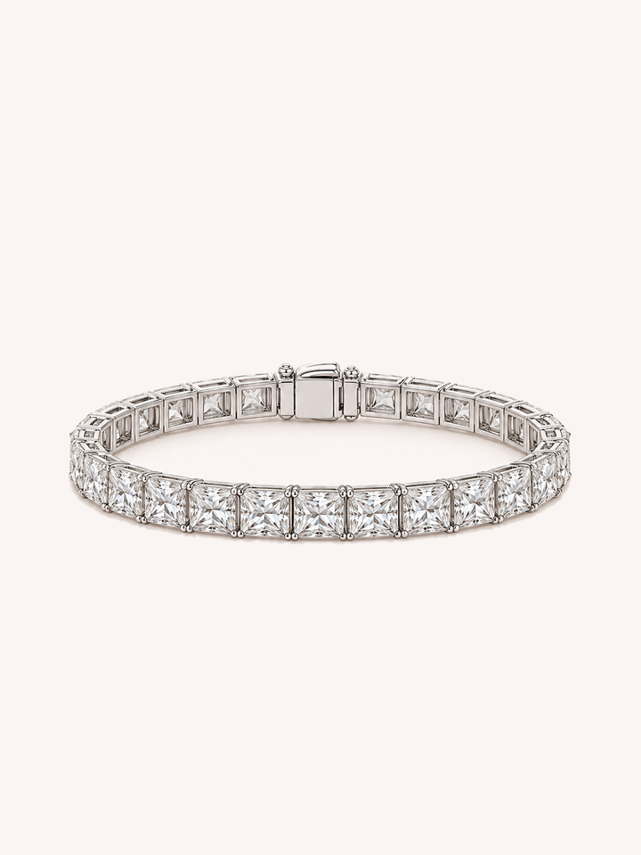 Princess Cut Lab-Grown Diamond Tennis Bracelet on GeMMs & Co. cream background