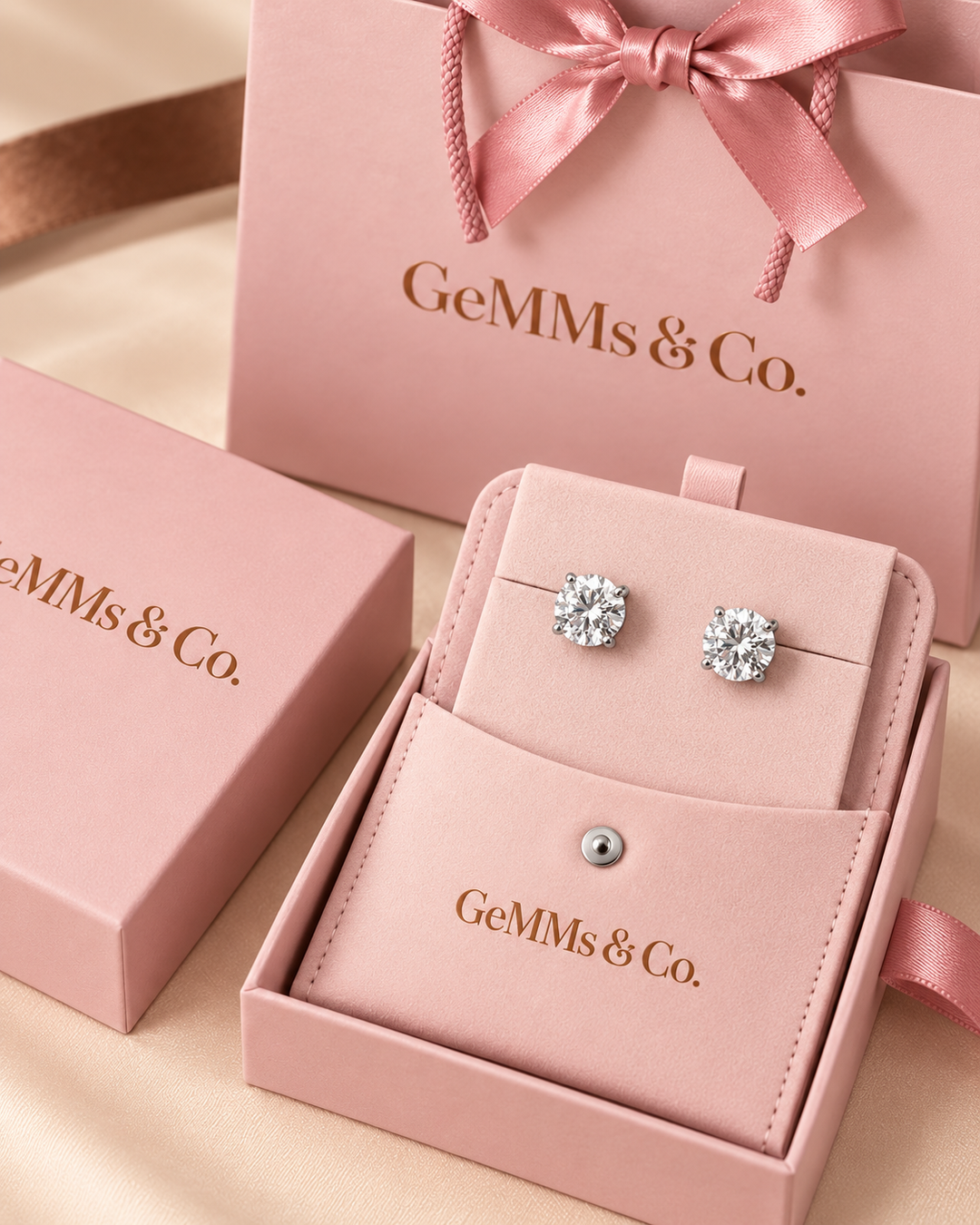 IGI-certified classic lab-grown diamond stud earrings in GeMMs & Co luxury packaging #metal_9ct-white-gold