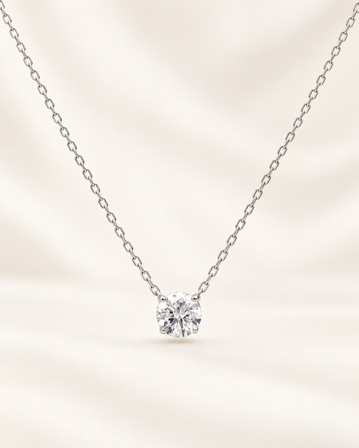 Classic Lab-Grown Diamond Solitaire Pendant Necklace in white gold #metal_white-gold