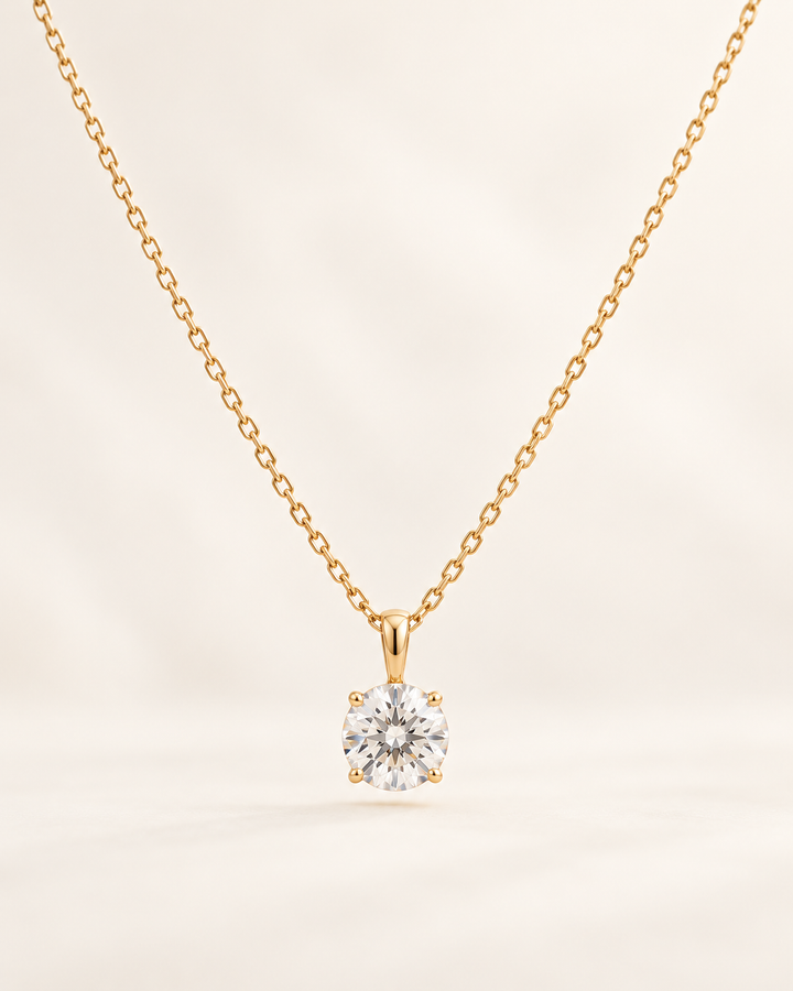 Classic Lab-Grown Diamond Solitaire Pendant Necklace in yellow gold #metal_yellow-gold