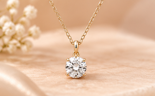 Classic solitaire pendant styled image in yellow gold #metal_yellow-gold