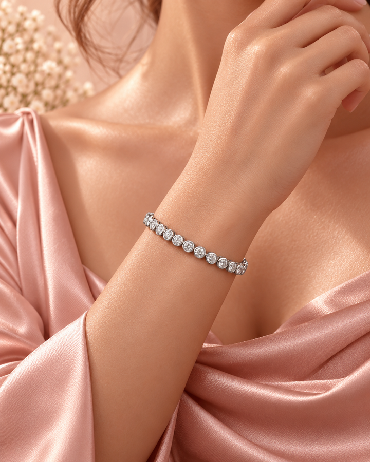 Lab-Grown Diamond Rub Over Tennis Bracelet worn on wrist