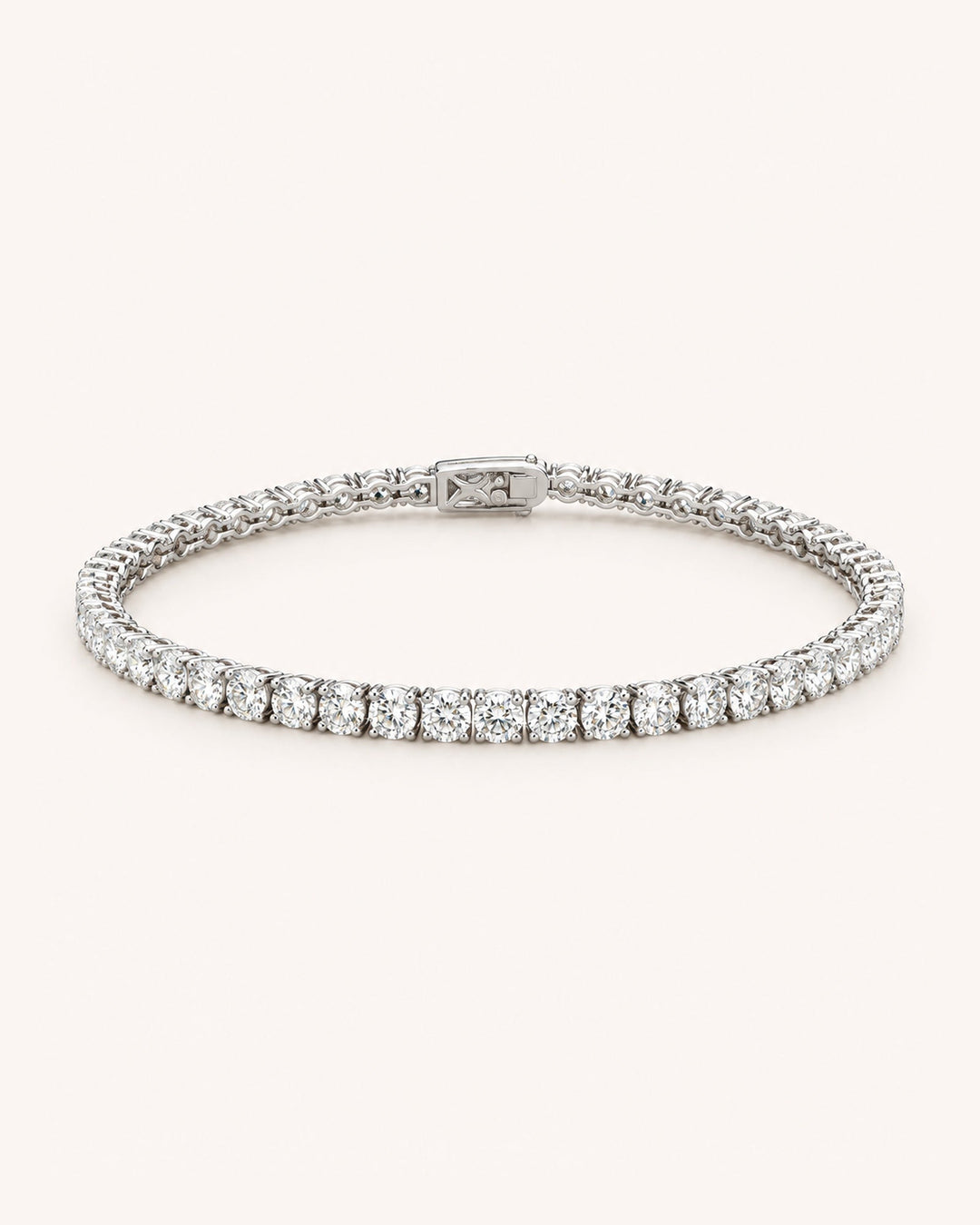 Lab-Grown Diamond Side-Lock Tennis Bracelet on GeMMs & Co. cream background